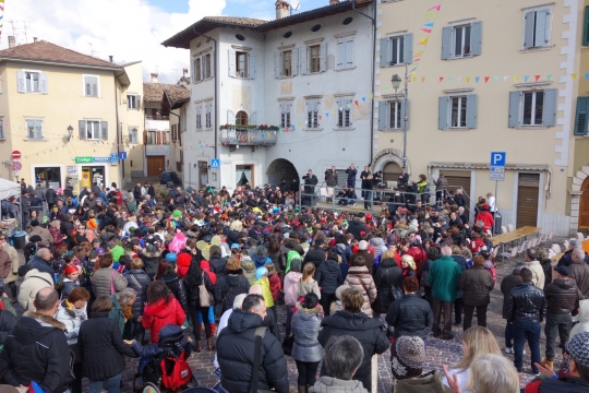 Festival in Rovereto with children dancing to music