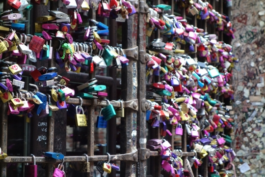 Locks at Juliets house in Verona