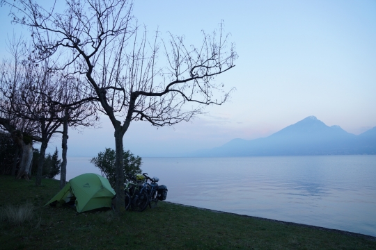 Our perfect camping spot right next to the lake
