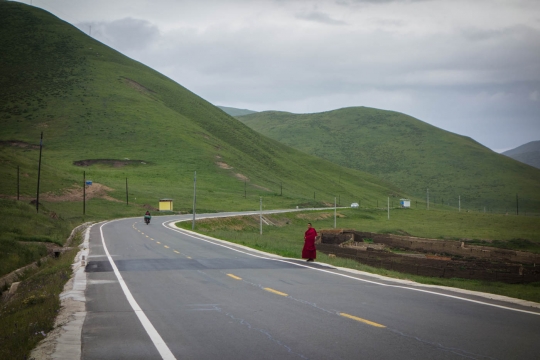 Monk on side of road