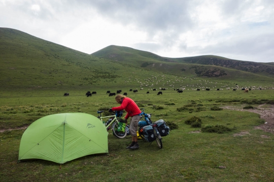 Camping in grasslands