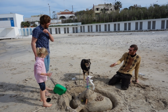 Building a fort from sand