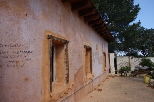 The rear of the school