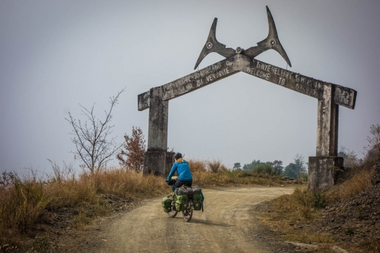 Martin entering village