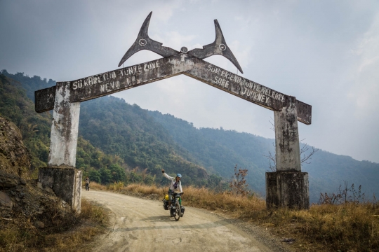 Entering village
