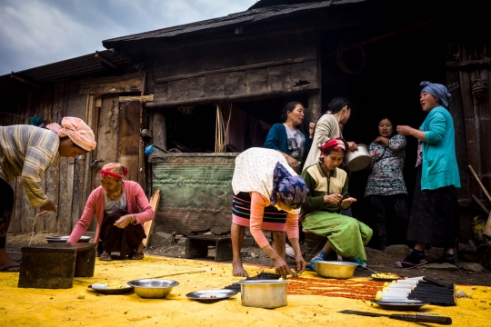 Khonoma making festival decorations