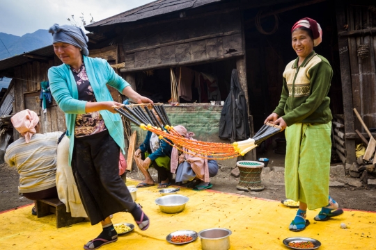 Khonoma making festival decorations
