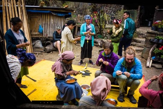 Khonoma making festival decorations