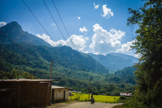 Back at lower altitude along river and with rice fields