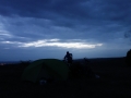 Martin stretching with nice evening view