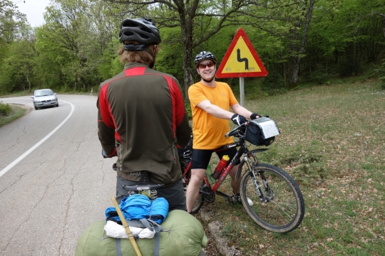 Meeting German cyclist on the road