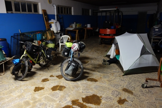 Staying with a farmer in the room where the cows were made ready for sale (there was blood on the floor)