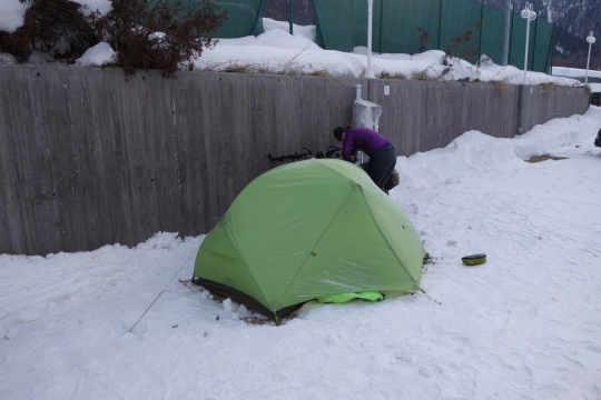 Camping at minus 7 degrees