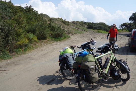 The sandy road which was the bicycling track...