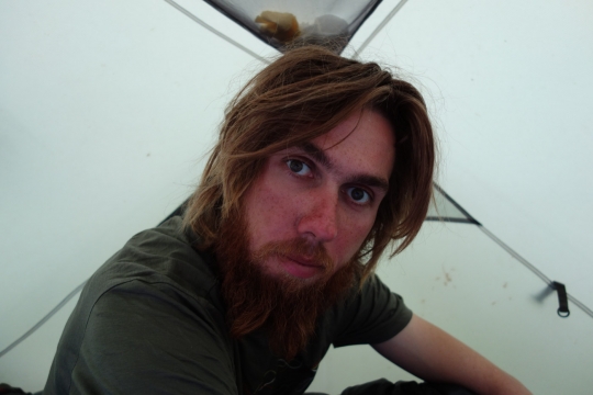 Martin in the tent feeling bad...