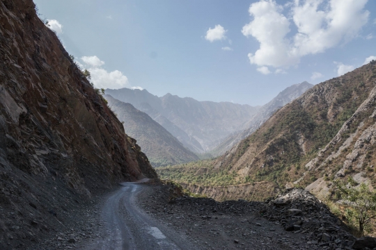 View of the on coming road