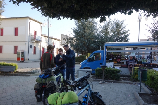 At small town Poggiorsini with interested guys