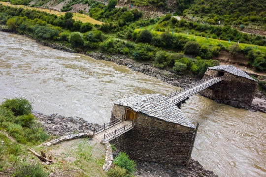 Old traditional Tibetan bridge
