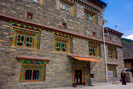 Beautiful house and monk