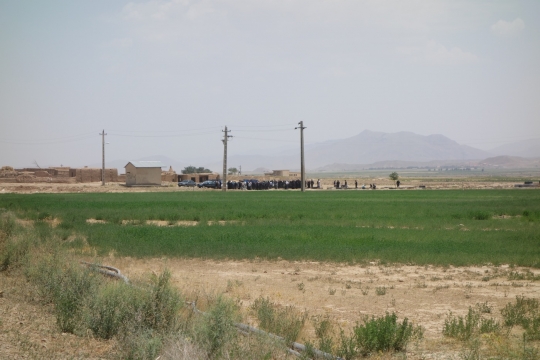 A funeral in the distance