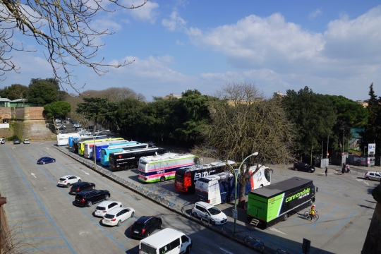 Busses of all the cycling teams