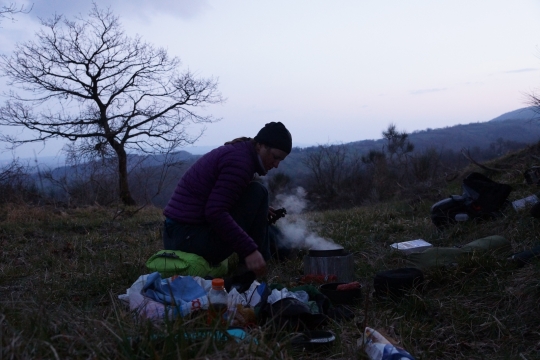 Camping on a hill just outside Castell Azzara