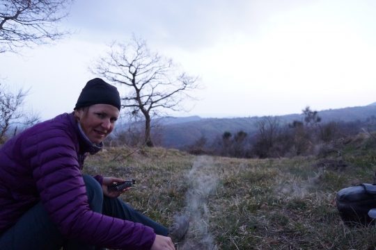 Camping on a hill just outside Castell Azzara