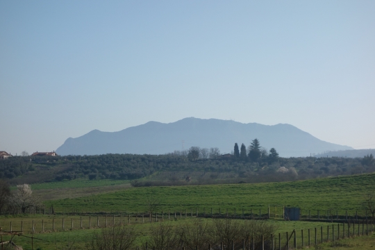 View of mountains approaching Rome