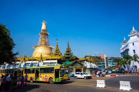 Sule Pagoda, center of downtown Yangon next to City Hall