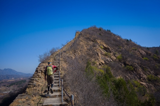 Martin on unrestored section with steps