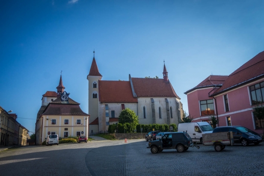 Cute village with a Lada Niva