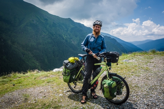 Martin cycling up the Transfagarasan