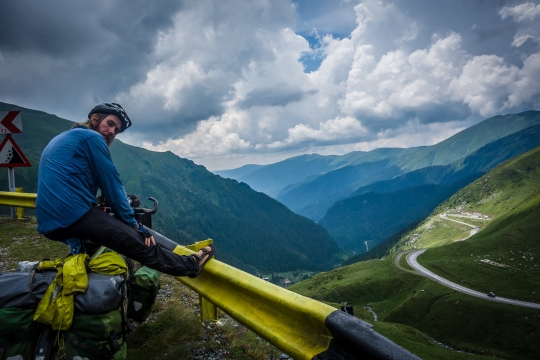 Martin cycling up the Transfagarasan