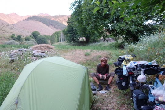 Camping and cooking with a view