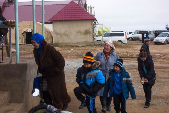 Kyrgyz people at restaurant