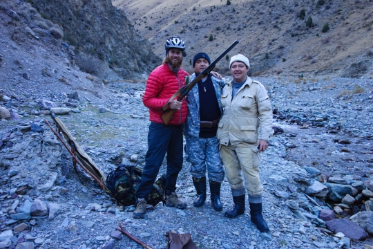 Meeting hunters in early morning