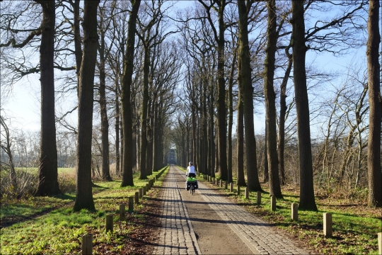 Susanne on the bike with nice sun