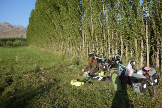 Relaxing and camping