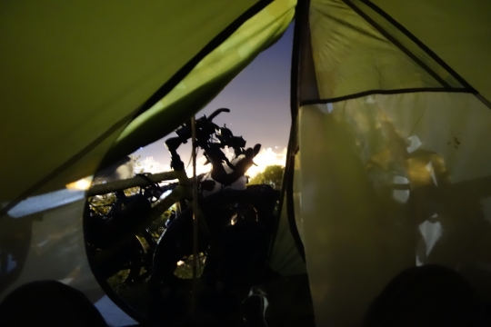 View of harbour area in Istanbul from tent