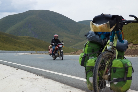 One of many motor riders