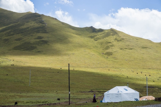 Woman and her tent