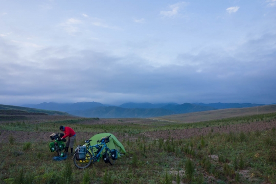 Camping in a field