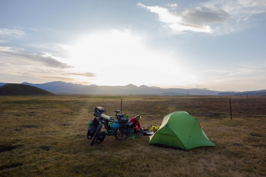 Camping and sunset