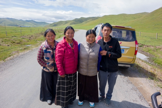 Family stopped for photo