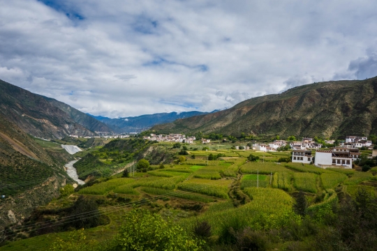 View of valley and village