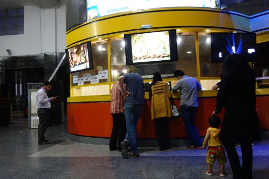 Buying tickets at busstation