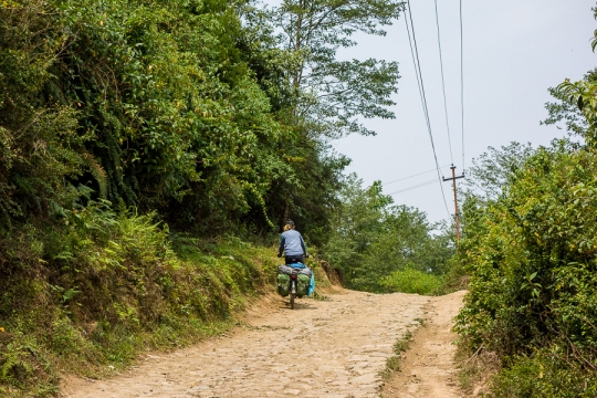 Roads made out of stones, tough cycling.