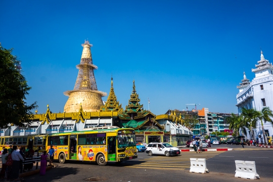 Sule Pagoda, center of downtown Yangon next to City Hall