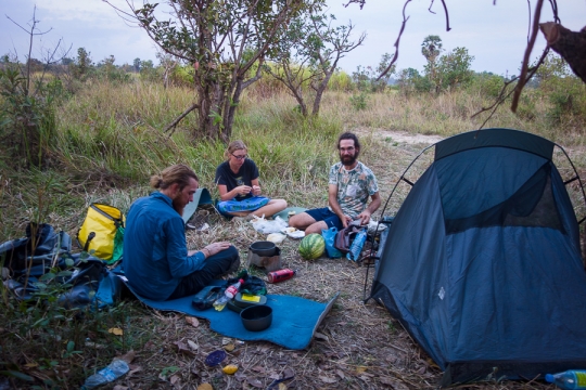 First night camping in Myanmar with Mo and Marie