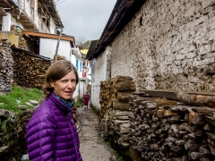 Walking through monastery alleys